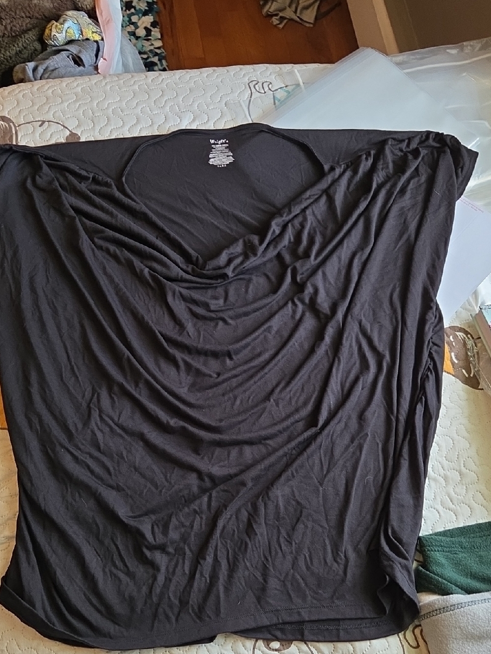 Women’s Black Draped Short Sleeve Tee